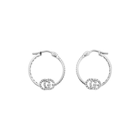 gucci running g 18ct white gold diamond drop earrings|GUCCI .